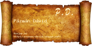 Pázmán Dávid névjegykártya
